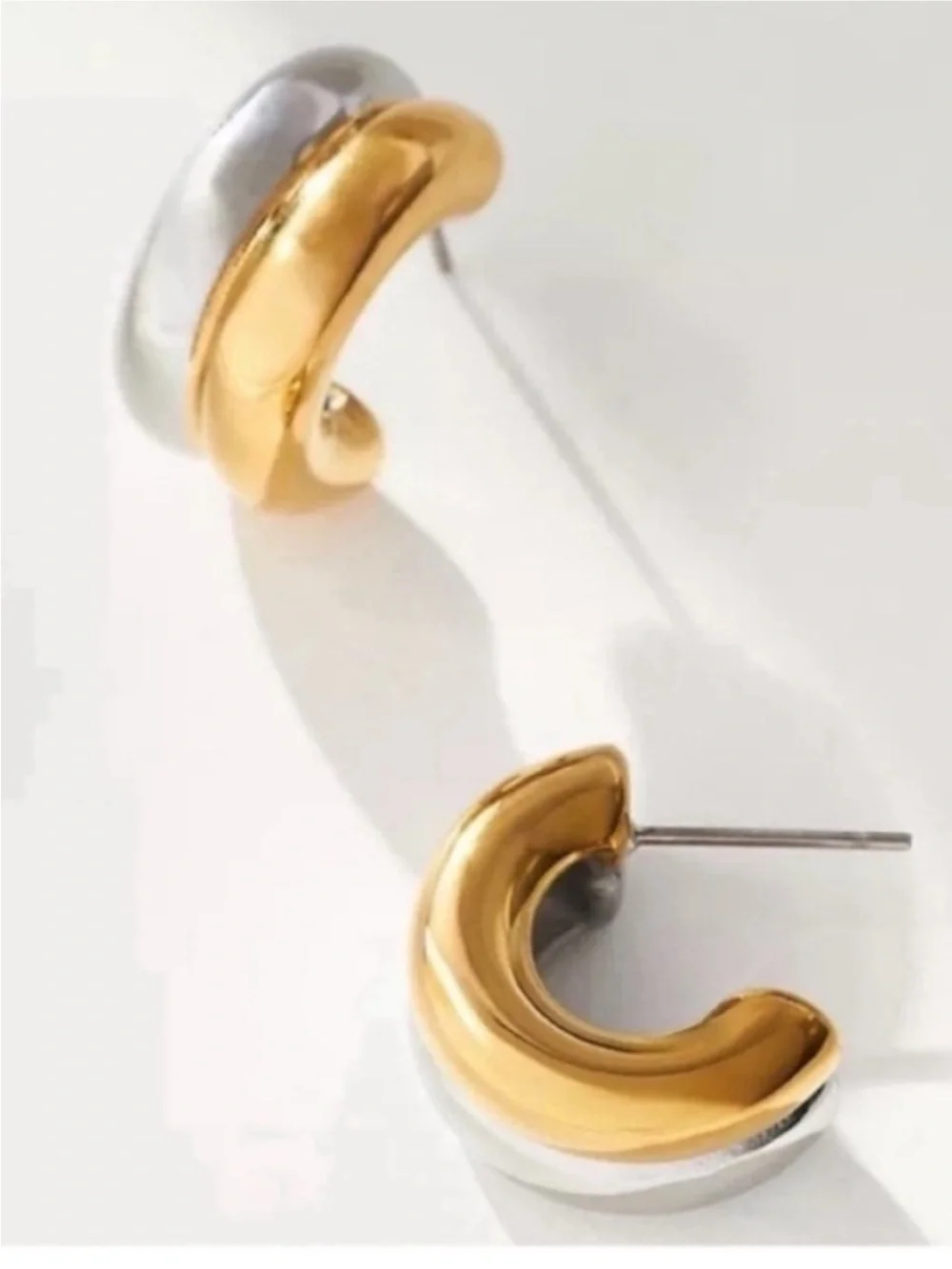 New! Classic Gold Mixed Metal Petite Hoop Earrings (1080) NWOT